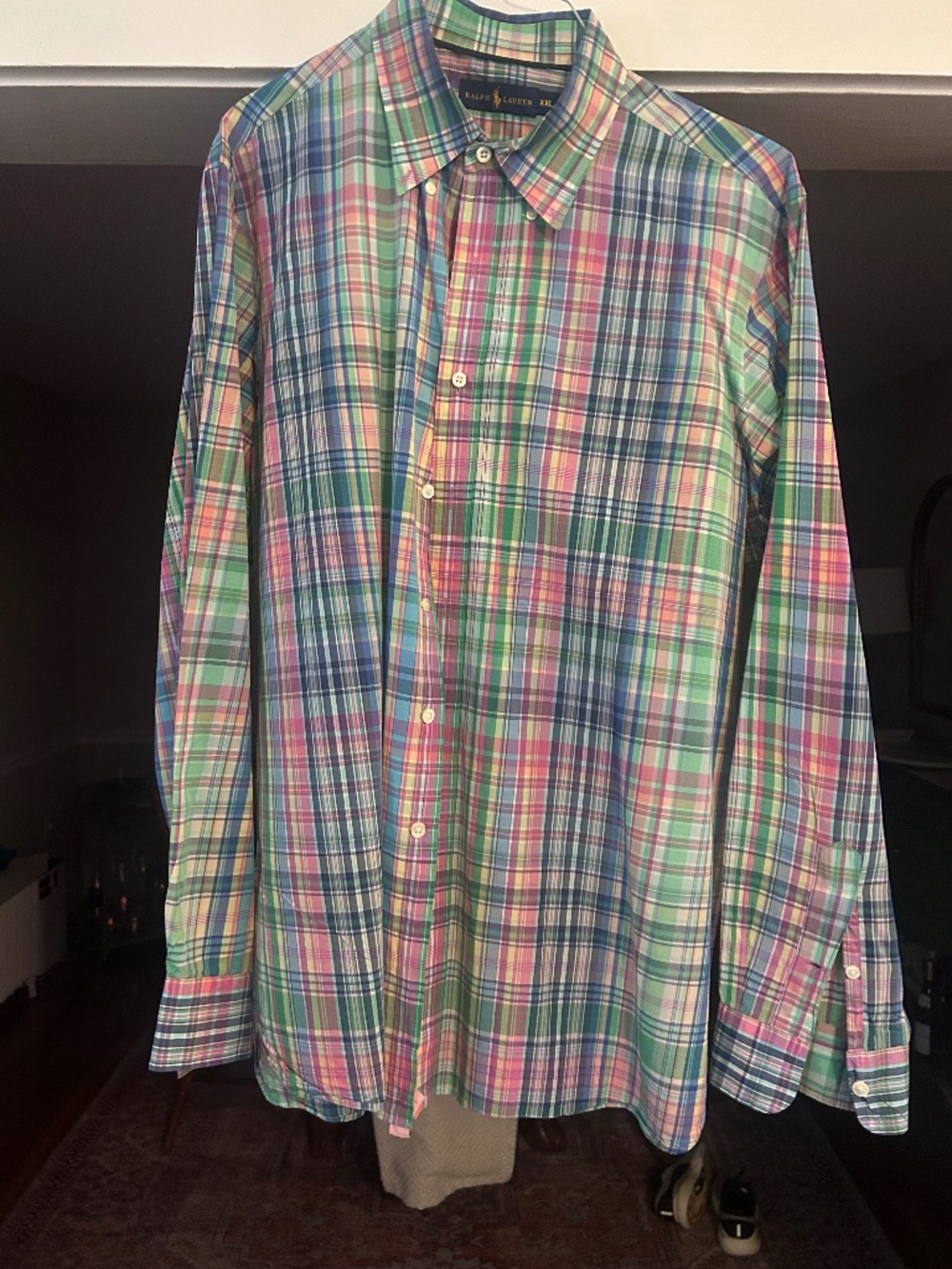 Ralph Lauren Men's Green Pink Plaid Shirt XXL
